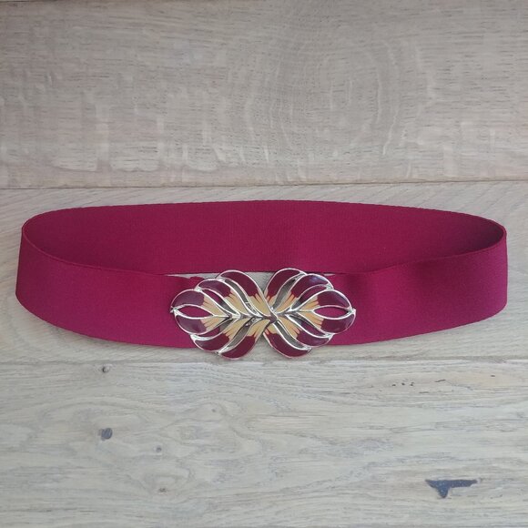 Vintage made in Korea red gold clasp buckle belt stretch - Picture 6 of 12